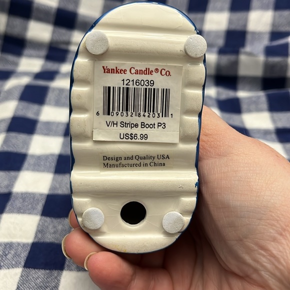 Yankee Candle ceramic Striped Spring Rain boot votive holder - Picture 3 of 4